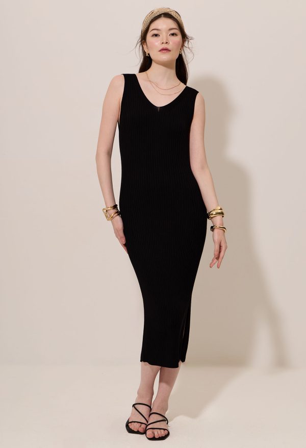Ribbed Knit Sleeveless Bodycon Midi Dress - Image 4