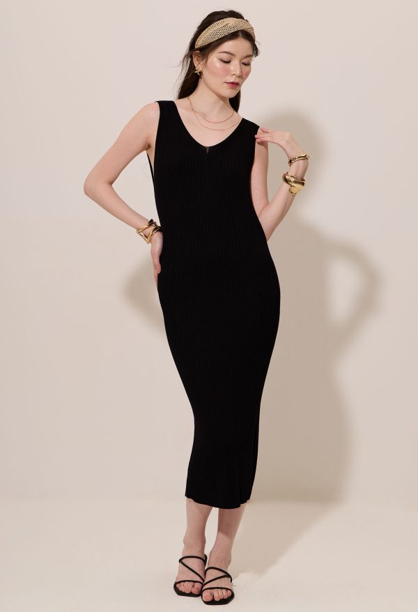 Ribbed Knit Sleeveless Bodycon Midi Dress - Image 3