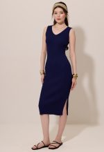 Ribbed Knit Sleeveless Bodycon Midi Dress - Image 2