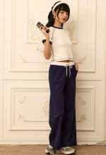 Contrast Stitch Crop Tops - Image 2