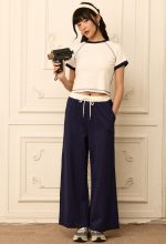 Contrast Stitch Crop Tops